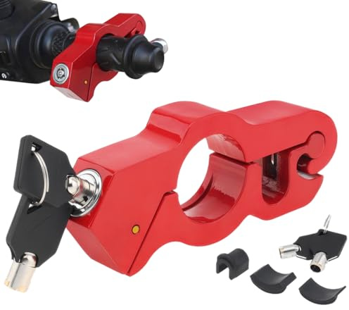 Candado para Moto Antirrobo Aleación de Aluminio, Candado Manillar Antirrobo, Moto Antirrobos Rojo, Moto Cerradura Cepo, Antirrobomoto Antirobo Compacto, para Motocicletas Motos Vehículos Todoterreno