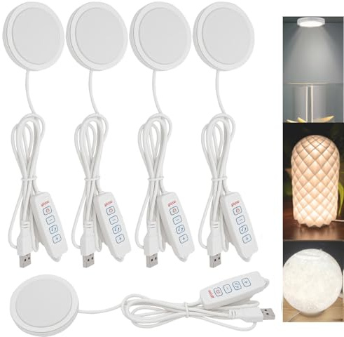 5 stycken 5 V LED-lampset med 3 färgtemperaturer, justerbar ljusstyrka, 3D-utskrift arbet för skåp utställningshylla skrivbord 3000–6400 K