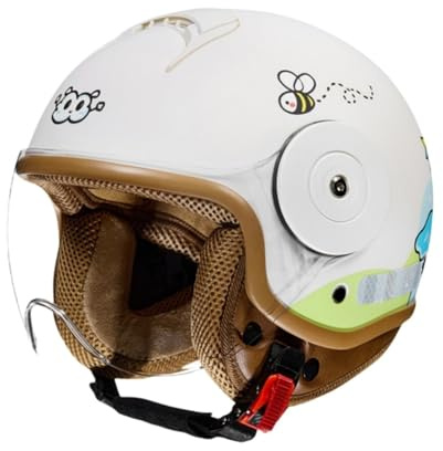 Barnmotorcykelhjälm, Söt Flickhjälm För Scooter, Cykelhjälm För Pojkar, Öppen Jethjälm Med Visir, Justerbar Barnhjälm 4-12 År 5,(46-54CM)