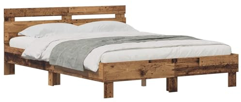 vidaXL Estructura de Cama con cabecera Madera Vieja 120 x 200 cm, Cama Moderna, Marco Rectangular, Madera Duradera, Diseño Minimalista, Ideal para Espacios Urbanos, Muebles de Calidad