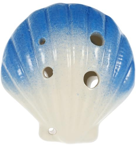 Healeved Portable Ceramic Ocarina with 6 Holes in Shell Shape, Sturdy Musical Instrument Featuring Wonderful Sound Making and Cute Cartoon Style, for Beginners and Outdoor Decorations