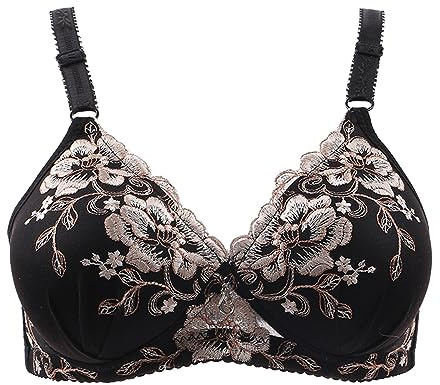 Lace Bra Women's Push Up Without Underwire Comfortable Bra Seamless Underwired Bra Breathable Sexy V-Neck Underwear Thin Lifting Bra Soft Tops Lace Bra for Everyday Use, black, A