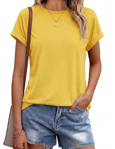 Leversic Casual Women Tops Plain Basic Short Sleeve T-Shirt Regular Fit