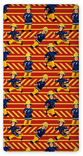 Sam le Pompier - Spannbettlaken für Kinder, Rot – Bettwäsche 90 x 190 cm