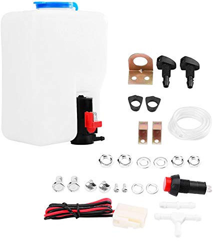 Ejoyous Scheibenwischwasser, Wischwasser Auto Universal Scheibenwaschanlage Scheibenwaschpumpe 12 V 1,2 LTR Mit Schlauch Düse Schalter Halterung 110943769329 SI-A0197