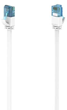 Hama Cat 6a Netzwerkkabel 5m, Flachkabel zum Verlegen, Gigabit Ethernet bis zu 10 Gbps (RJ45 Lankabel, verdrillte Datenpaare, Knickschutz, schlanke Stecker, Ethernetkabel mit robustem Kabelmantel)