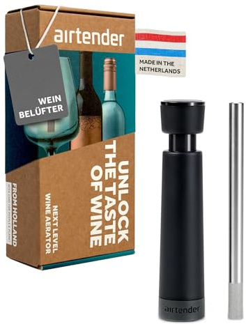 Airtender Aireador de vino de acero inoxidable - decantador - más sabor - Libre de BPA BPS - Caja de regalo