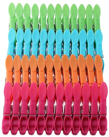 hobbyme 48Pcs Colorful Plastic Clothespins,Heavy Duty Laundry Clothespins,Mini Air-Drying Clothing Clips Set,Small Colored Clothes Pegs for Towel Food Package