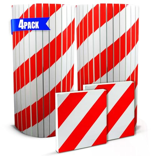 Garagepelarskydd |4 stycken | Passar cirkulära kolumner, reflekterande parkeringsskydd, dörrskydd och bilstötfångare (2 st 40 x 25 x 2 cm flexibla + 2 st 25 x 20 cm släta) (röd)