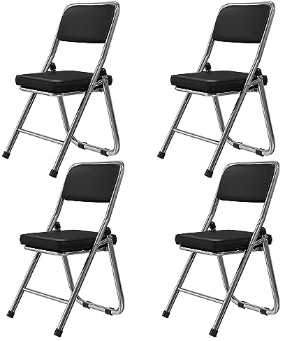 Chleby 4pcs Sedia Pieghevole Comoda Sedia Visitatore Sedia Pieghevole Imbottita in Pelle Sedia da pranzo pieghevole Sedie pieghevoli per cucina, interno, esterno, sala conferenze viola profondo