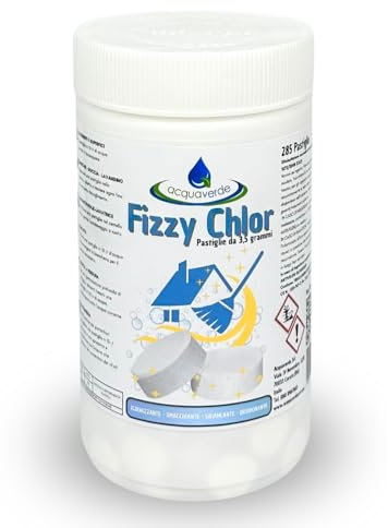 acquaverde | FIZZY CHLOR, Candeggina Effervescente in Pastiglie da 3,5 gr. - 1 kg, Cloro Attivo Multiazione per la Pulizia di Casa, Superfici, Bagno e Bucato: Igienizzante, Smacchiante e Sbiancante