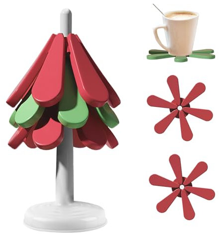 Sottobicchieri Silicone, dellyy Antiscivolo Silicone Coaster, Sottobicchieri da Tavola, Sottobicchieri Tazze Bevande, Sottobicchieri Calici Vino, Sottobicchiere Isolante Antiscivolo (Colore-RD)