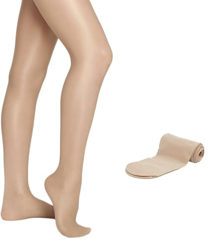 Caplancy Dance Shimmery Footed Tights Shiny Ballet Tights for Women Girls Daily Dressing Stockings Shaping Pantyhose Light Toast SC/MC