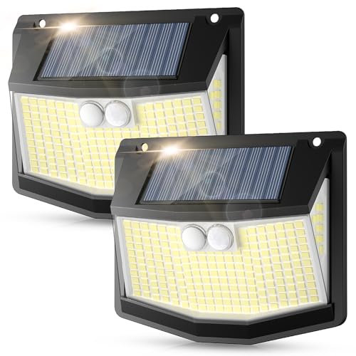 spqment Solar Lights Outdoor Garden : 248 LED Security Lights Outdoor - 3 Modes Motion Sensor Solar Powered Light - IP65 Waterproof 270° Wide Angle - Outside Yard Garage Wall Lighting 2 Pack