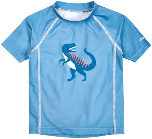 Playshoes Unisex Kinder Badeshirt Rash-Guard-Shirt, Blau Hai, 122-128