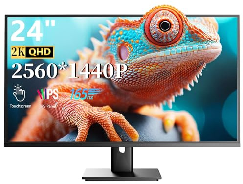 Pisichen 24 inch Touch Screen Gaming 165Hz QHD 2K 2560x1440P Computer Display 2Ms FreeSync HDR 110% USB-C HDMI DP Ports Eye Care Frameless VESA