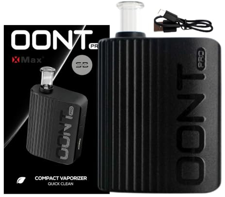 XMAX OONT Pro Dry Herb Vaporizer [Black] - USB-C Charging, 1500mAh Battery, 20s Fast Heat Up, 3/5mins Session, 5 LED Lights/Temperature Settings, Ceramic Heating Element - No Nicotine