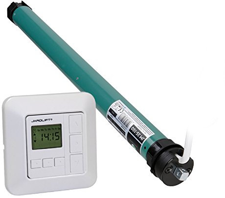 JULIUS MAYER Motor tubular electromecánico JM35-100 (10Nm | SW40) para persianas + JAROLIFT Sevenlogic Comfort Reloj conmutador