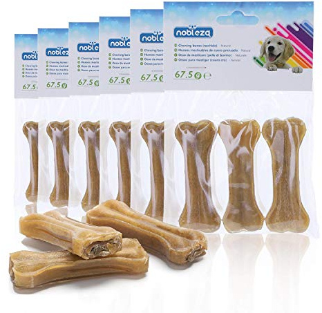 Nobleza - 18 Pezzi Osso Pressato per Cani Pelle Bovina Rinforzante per Denti Bastone Dentale Snack per Cani 7.6 cm