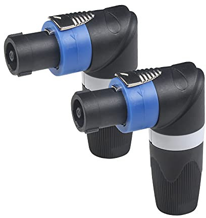 wecan 2Pack Cabezal Cable de Altavoz 4 Pines Conectores Altavoces Xlr 90 Grados Conector Speakon Macho, Conexión Speakon Enchufe Rápido Altavoz Adaptador Clavija Speakon Nl4fx Conector Speaker Twist