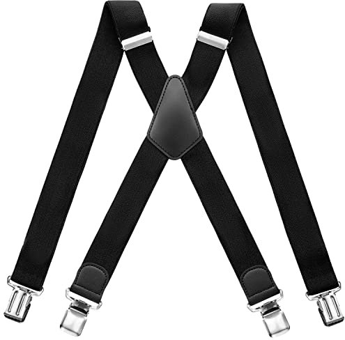 Herren Hosenträger mit Starken Clips X-Form (schwarz)