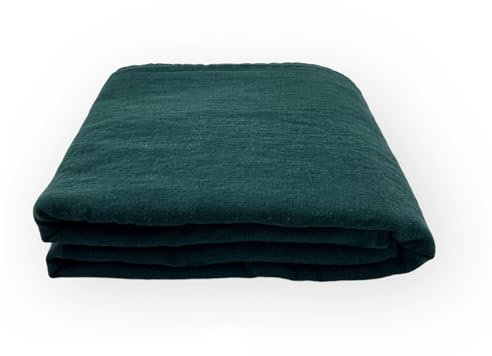 JOWOLLINA Laken Bettlaken Überwurf 100% Leinen Stonewashed 220 g/m2 (Forrest, 230x240 cm)