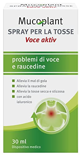 Dr Theiss Mucoplant Voce aktiv - Spray per Alleviare Mal di gola e Tosse Secca Adulti 30ml Fluido con Miele e Acido Ialuronico e Ingredienti Vegetali