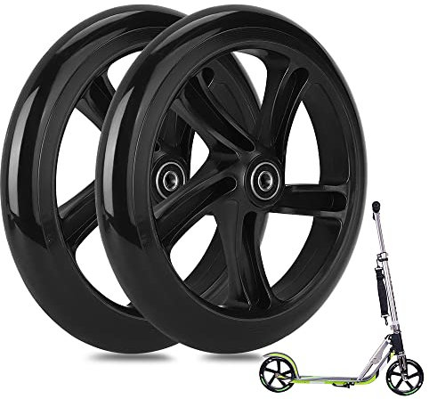 200mm Scooter Rollen - 2 Stück City Scooter Ersatzräder Mit ABEC9 Kugellager - Cityroller Reifen für Hudora Apollo KESSER City-Roller