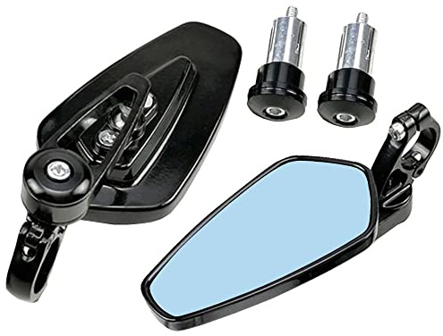 ETOPARS Specchietti Retrovisori Moto da 22mm 7/8 Pollici Specchietto Moto Manubrio Alluminio Specchi Retrovisori Laterale Blu Antiriflesso Convesso Specchio Nero