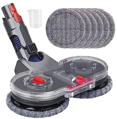 Fictezlove Elektrischer Wischaufsatz für Dyson V12 Detect Slim / V10 Slim Staubsauger, Wischmopp Aufsatz für Dyson V12 Slim mit Abnehmbarer Wassertank und 6 Waschbarer Mopp + 1 Füllbehälter