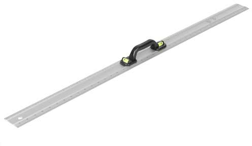 Bonetti Aluminium Metal Ruler & Spirit Level, 1000mm Length with Inch and CM Measurements, Two Spirit Gauges (90 and 180 Degree), Handle - Professional Hand Tools