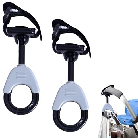 Kinderwagen Haken Taschenhalter Kinderwagenhaken Klettverschluss Haken Buggy Clips für Rucksäcke Universelle Karabinerhaken 2 Stück