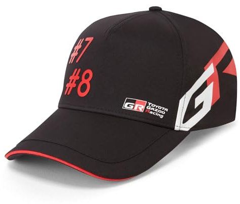 Toyota Gazoo Racing WEC Auto-Kappe, verstellbare Netzrückseite, Zahlen 7 und 8 Logos, Schwarz, Schwarz , Einheitsgröße