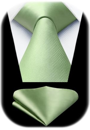 Enlision Sage Green Ties for Men Wedding Tie and Pocket Square Set Solid Color Necktie Handkerchief Mens Tie Set Party Formal Business