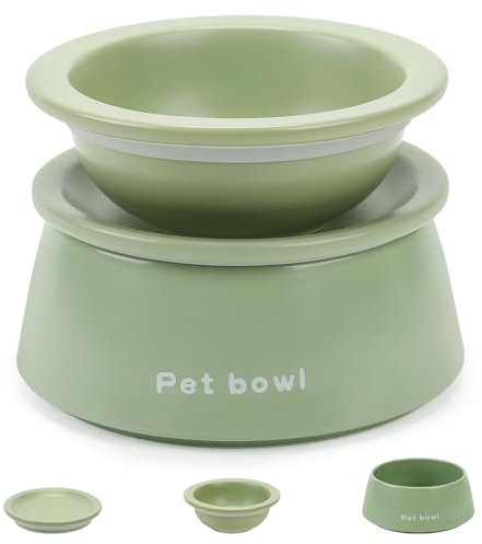 PETTOM 3 Stück Katzennapf Keramik, Katzennapf Erhöht, Futternapf Katze 3 Näpfe, Katzennäpfe Katzen Fressnapf und Wassernapf