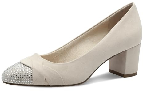 MARCO TOZZI Women's Pointed Pumps with Glitter Detail, Cream, 7 UK