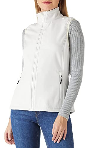 Outdoor Ventures Softshell väst dam ärmlös jacka löpväst lätt vindtät varm fleeceväst ståkrage sport golfväst med 4 fickor för vandring camping, Vit, XXL