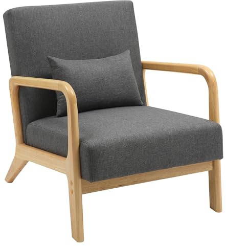 CLP Fauteuil Relax Hibbing I Rembourré en Tissu I Structure en Bois d'Hévéa I Pour Le Salon et La Chambre à Coucher, Couleur: Gris Foncé