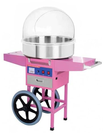 Machine à Barbe à Papa Professionnelle avec Chariot et Bulle - 900 W - Cuve Inox 50 cm