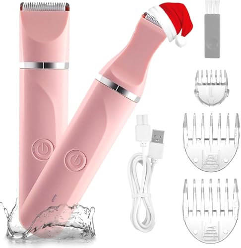 Rasoio Intimo da Donna Elettrico per Zona Intima, Ricaricabile, Impermeabile per Bagnato e Asciutto, Rosa