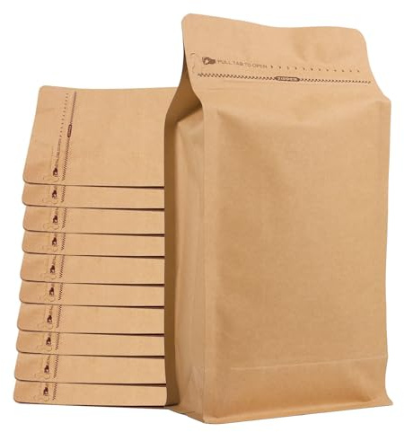 Bolsas de café sin válvula (50 unidades, 907.2 g/0.9 kg) de papel kraft de alta barrera de aluminio con parte inferior plana, bolsas de embalaje de almacenamiento de granos de café, bolsas