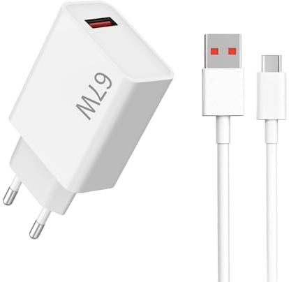 67W USB-snabbladdare för Redmi Note 13Pro 5G/12 Pro/ 11, Xiaomi Redmi 14/13/12/11 Turbo-laddare med 6A USB C-kabel