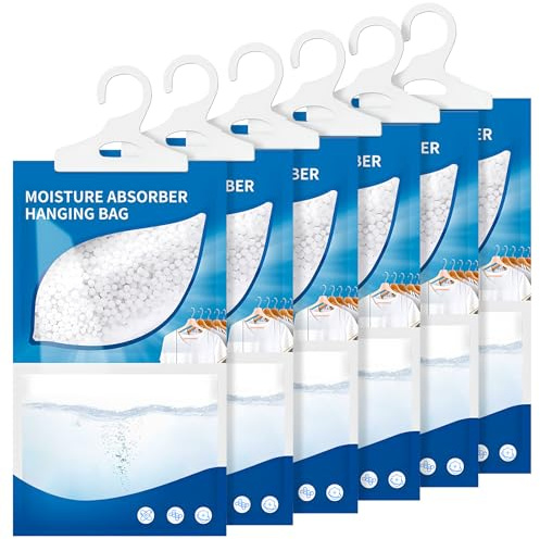 NXPZ 6 x 230g Sacchetti Deumidificanti Appesi, Assorbi Umidità, Deumidificatore Armadio, Set Anti Muffa e Umidità per Cucina, Bagno, Armadio, Auto, Elimina gli Odori