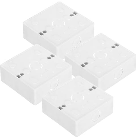 LALAFINA 4pcs Surface Mount Outlet Box for Electrical Installations Junction Box for Flush Mounted Sockets Easy to Install for Indoor Outdoor Use Break Resistant Minimalist Design