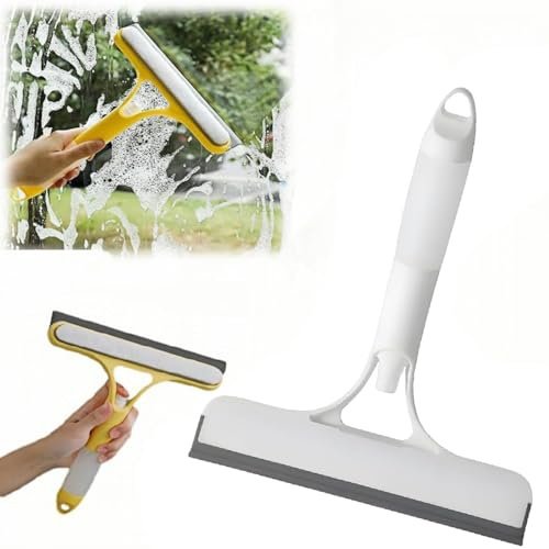 3 in 1 Window Cleaning Scraper, 2025 New All-Purpose Window Cleaner Tool, Squeegee and Scrubber with Spray, for Windows, Walls,Car Windshields, Bathrooms, Kitchens (White)