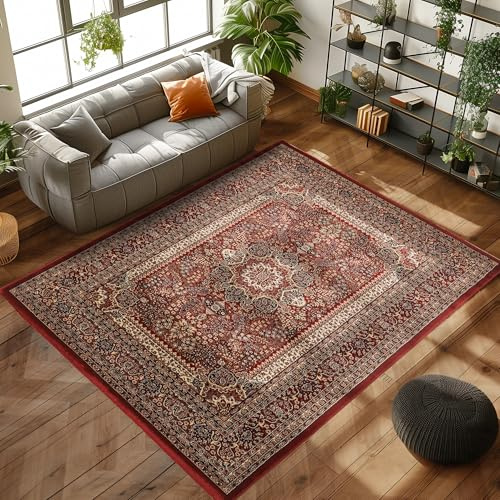 Orientmatta med klassisk design, vävd matta med orientaliska mönster för vardagsrummet, Färg: Röd, Storlek: 300 x 400 cm