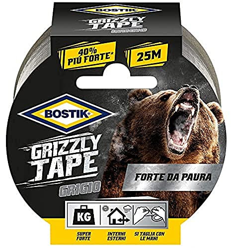 Bostik D6151 Cinta de Tela, Gris, 25 m