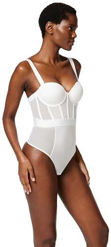 DKNY Women's Sheers Strapless Bodysuit, Dark White, 38C