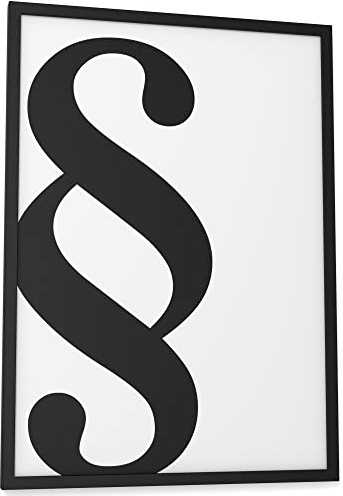 Papierschmiede® Typografie Poster, 30x40 cm, Wanddeko Büro, Arbeitszimmer, Küche, schwarz-weiß Bild mit Spruch OHNE Rahmen, Symbol: § Paragraph schwarz auf weiß