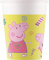 Procos 93471 - Party-Becher Peppa Wutz, max. Füllmenge 200 ml, 8 Stück, Einwegbecher aus Papier, Kindergeburtstag, Party-Geschirr, FSC® Mix